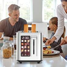 Smart Touchscreen 2-Slice Toaster, Stainless Steel Bread Maker With LED Display, Extra Wide Slots & 6 Shade Settings For Bagel/Waffle, Modern Kitchen Essential - 2 lát - Xem 3