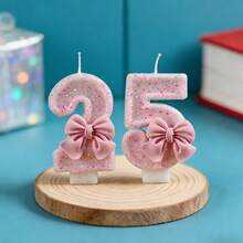 1 peça/2 peças Velas Numéricas Criativas de 0 a 9, Design de Laço Rosa e Foguete Espacial Azul Escuro, Adequado para Meninos e Meninas, Velas Decorativas para Bolos, Velas para Festas Temáticas, Ideal para Aniversários de Crianças, Aniversários e Chás de Bebê - Arco/Foguete - Visão 14