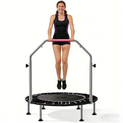2026 New Model 450LBS Foldable And Portable Mini Rebounder Trampoline For Adults  ,Fitness Trampoline With Bungees, Adjustable Handle, Stable & Quiet, Whole-Body Workout & Relaxation At Home, Outdoor Or Indoor/Garden Workout