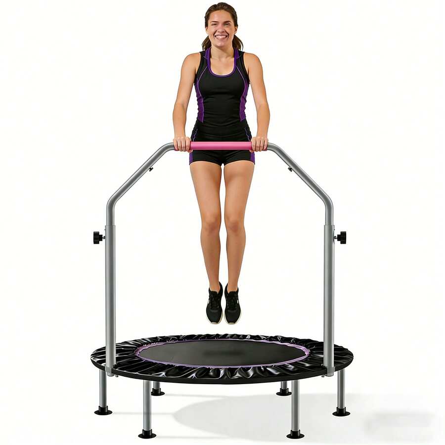 2026 New Model 450LBS Foldable And Portable Mini Rebounder Trampoline For Adults  ,Fitness Trampoline With Bungees, Adjustable Handle, Stable & Quiet, Whole-Body Workout & Relaxation At Home, Outdoor Or Indoor/Garden Workout