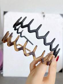 2条哑光防滑锯齿发带，时尚锯齿波浪发带，长齿头巾，女士防滑洗脸发带，多功能发夹发饰 - 磨砂款 - 查看 2