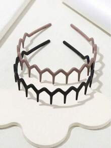 2条哑光防滑锯齿发带，时尚锯齿波浪发带，长齿头巾，女士防滑洗脸发带，多功能发夹发饰 - 磨砂款 - 查看 1