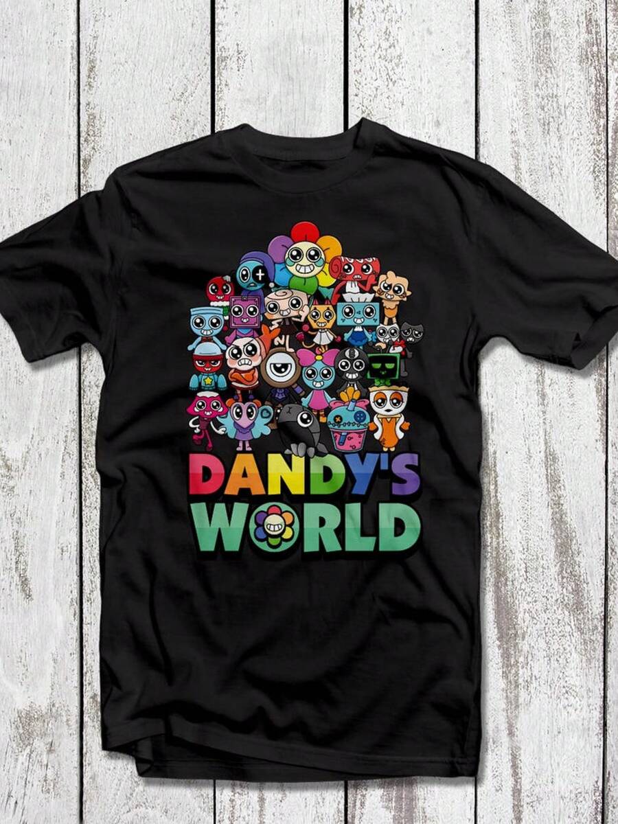 ROBLOXS Dandy's World Characters T Shirt Top De Mujer,Women Clothes,Spring Tops,Spring Break Outfits,Cute Tops,Summer Clothes,Graphic Tee,Mens Clothes,Family Matching Outfits,Boys Clothes,Girls Clothes,Summer Shirts - Black - View 1