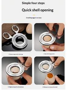 1 pieza Abridor de huevos de acero inoxidable, herramienta de corte y rotura de cáscara de huevo para huevos de arroz glutinoso, cortador manual de cáscara de huevo de apertura rápida - Multicolor - Ver 2