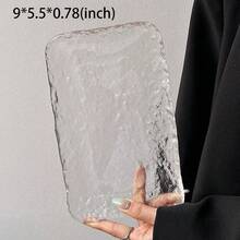 1pc Irregular Glass Glacier Tray, High-End Ice Dew Plate, Exquisite Dessert Fruit Cake Tray For Living Room And Kitchen - Pink - View 8