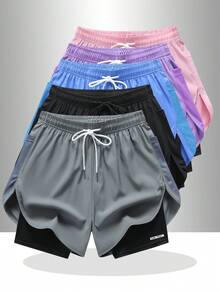 Women's Yoga Shorts Set, Made Of Quick-Dry Fabric With Mesh Pockets, Ideal For Summer Casual Tennis, Fitness And Outdoor Running - Designed Specifically For Women - Perfectly Fits An Active Lifestyle. Sports - Grey - View 5