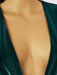 1件极简沙滩金色十字架比基尼文胸身体饰品 - 金色 - 查看 2