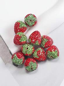 2-20颗红色草莓樱桃粘土钻珠 DIY手工耳环手链项链首饰材料配件 - 紅色-草莓 - 查看 3