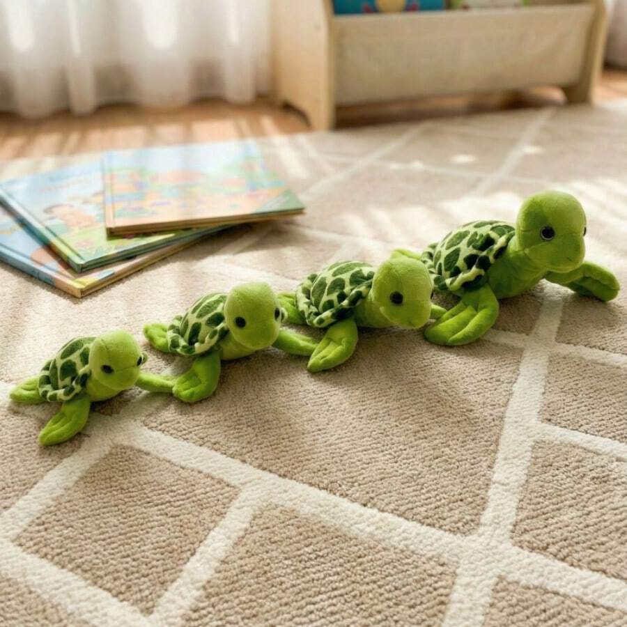 1pc Realistic Soft & Cute Little Turtle Plush Toy, Clear Pattern Lifelike Shape, Comforting Fluffy & Compact, Ideal Desktop Decor Gift - Multicolor - View 1