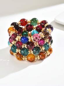 Bộ 1 vòng tay đính hạt phong cách Bohemian thời trang và thanh lịch với họa tiết da báo, đế hoa CCB, dây chun co giãn, thích hợp cho tiệc tùng, buổi tối, đi biển, kỳ nghỉ, có thể đeo nhiều vòng hoặc đeo riêng lẻ để thể hiện nét quyến rũ độc đáo của người phụ nữ. Màu sắc họa tiết hoa bằng nhựa có thể thay đổi ngẫu nhiên và các vết khuôn là điều bình thường. - Nhiều màu - Xem 3