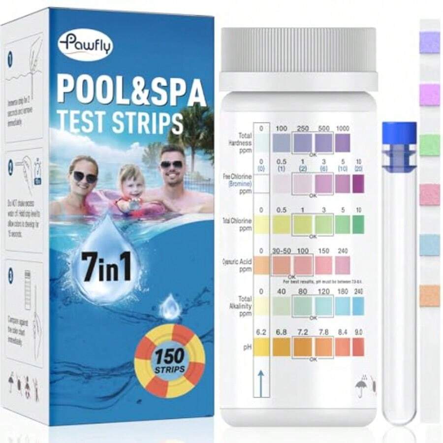 7 In 1 Pool Test Strips 150 Pool Spa And Hot Tub Test Strips Quick And Accurate Strips Pool Water Testing Kit For PH Free Chlorine Total Chlorine Hardness Bromine Cyanuric Acid And Alkalinity - 7 In 1 150 Pcs - View 1
