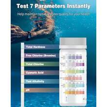 7 In 1 Pool Test Strips 150 Pool Spa And Hot Tub Test Strips Quick And Accurate Strips Pool Water Testing Kit For PH Free Chlorine Total Chlorine Hardness Bromine Cyanuric Acid And Alkalinity - 7 In 1 150 Pcs - View 3