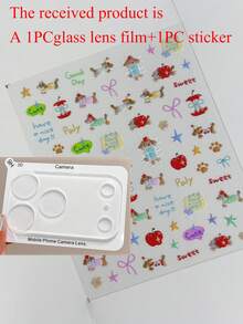 Cute Dog Element Glassy Film DIY Sticker Lens Protector Cute Animal Sausage Dog Apple Bow DIY Sticker Compatible With IPhone 17 Pro Max 17 Pro 17Air 17 16 15 14 13 Pro Max Clear Transparent Camera Protection Glassy Film Spring Gift Party - Apple Dachshund Party - View 8