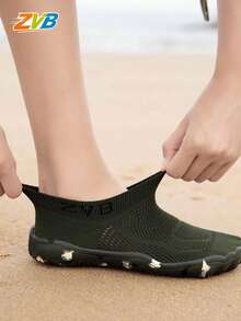 ZVB 情侣水鞋适合赤脚爱好者，软底沙滩鞋，适合游泳、潜水、户外速干夏季凉鞋、钓鱼水鞋，防滑透气 - 軍綠色 - 查看 8