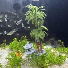 1件/3件装迷你树脂椰子树灯塔模型，配有逼真的棕榈叶和石质底座，适用于水族箱造景、盆栽植物装饰、爬行动物栖息地装饰、桌面微景观和花园装饰。 - A - 查看 6