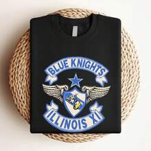 Maglietta da donna con stampa vintage anni '90, Knights Illinois Chapter XI Biker T-shirt, taglia XL, lunghezza 23x27 pollici, colore nero, maniche corte o lunghe - nero - Visualizzare 3