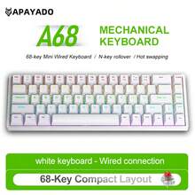 APAYADO USB有线机械游戏键盘A68，RGB背光迷你键盘，68键，全热插拔红/青轴，60%紧凑型人体工学设计，适用于电竞、办公、打字 - 查看 20