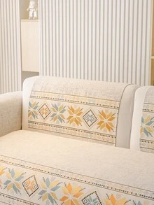 1pc Bohemian Style Chenille Sofa Cushion Cover, All Season Use, Minimalist Edging, Wear-Resistant, Breathable, Anti-Fading, Anti-Pilling, Silicone Backing, Dust-Proof & Anti-Scratch, Fits 1-4 Seater Sofa, L-Shaped Sofa - Beige - View 7