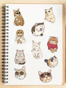 50pcs Cat Emoticon Stickers For Notebook Laptop Guitar Case Stickers - A - View 4