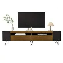 Moderner TV-Schrank, Schwarz Und Holzoptik – Length 180 Cm - Black, Wood - View 4