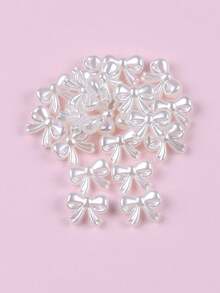 20入組/包簡約風和時髦ABS蝴蝶形狀釘珠帶水平洞,DIY珠寶製作用品適用於手鍊,項鍊,吊墜 - 白色 - 查看 5