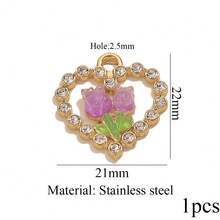 1-Piece Stainless Steel Sweet And Romantic Flower Pendant, Featuring A DIY Rose Flower Design, Suitable For Women To Wear As A Necklace Or Bracelet, Making It A Perfect Valentine's Day Gift - Flower Pendant - View 8