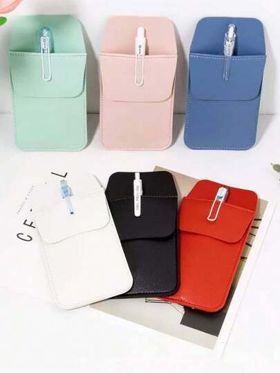 1pc Nurse Pen Bag, Double-Layer Leak-Proof, Pocket Pen Pouch, Pen Holder For Doctor Coat, Thick White Work Uniform, Personal Pocket Pen Organizer