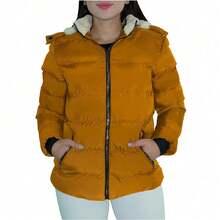 Shendy Vendy Women's Jacket Warm Polyester With Fur-Like Collar - Mustard Yellow - View 7