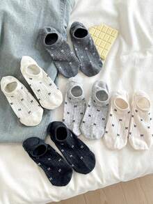 5 Pairs Women's Sweet Bow Minimalist Invisible Boat Socks, Breathable Mesh Socks, Suitable For Spring & Summer - Multicolor - View 4