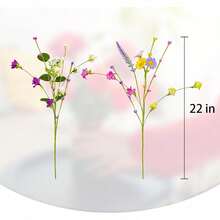 1-12 piezas/Set Tallos de flores artificiales de primavera de 17 pulgadas con bayas, ramas florales coloridas para centro de mesa, decoración floral de primavera/verano y decoración de Pascua - Multicolor - Ver 3