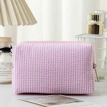 1个大容量泡泡纹理铅笔盒，简约条纹学生文具盒，便携式旅行化妆包，适合居家、学校、办公室、旅行使用，拉链封口，可水洗，可用作铅笔盒、文具收纳盒、办公桌收纳盒、铅笔盒、洗漱包、旅行化妆包、电子产品收纳盒，情人节、送给女朋友、母亲节、伴娘、派对礼物、返校季礼物 - 多色 - 查看 11