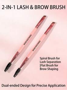 Princess Rose 2 Pieces Double-Headed Pink Eyebrow Brush Set, Soft Fiber Makeup Tool, Easy To Carry, Travel Brush - Pink - View 5