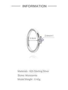 1件精致时尚925纯银四爪莫桑石鼻环，低过敏性，适合穿刺饰品，是送给女性、女孩日常佩戴、派对或婚礼季的理想礼物。 - 銀色 - 查看 7