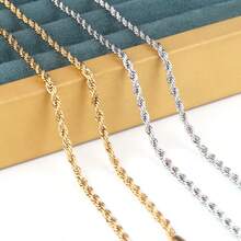 1 pezzo Catena in acciaio inossidabile intrecciata, accessorio per collana in acciaio al titanio semplice stile hip-hop europeo e americano, gioiello di moda ipoallergenico e resistente ai colori, catena per creazione di gioielli fai-da-te - Catena intrecciata - Visualizzare 5