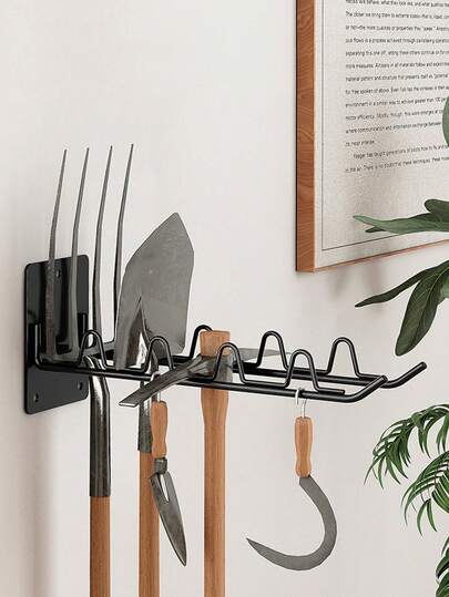 1PC Office Tool Organizer, Wall-Mounted, Heavy-Duty Tool Storage Rack, Suitable For Long-Handled Tools. Ideal For Office Break Rooms And Storage Rooms, Keeping Tools Neat And Organized. Suitable For Offices, Tool Rooms, Workshops, Etc.