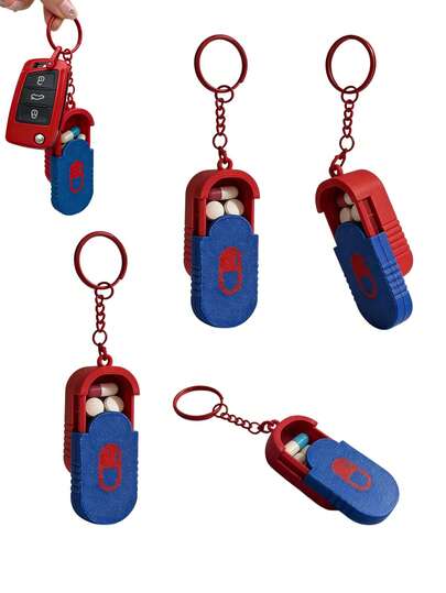 Portable Mini Travel Pill Box With Keychain, Waterproof Moisture-Proof Pill Storage Container, Travel Medicine Container, Suitable For Storing Medicines, Rings And Other Small Items