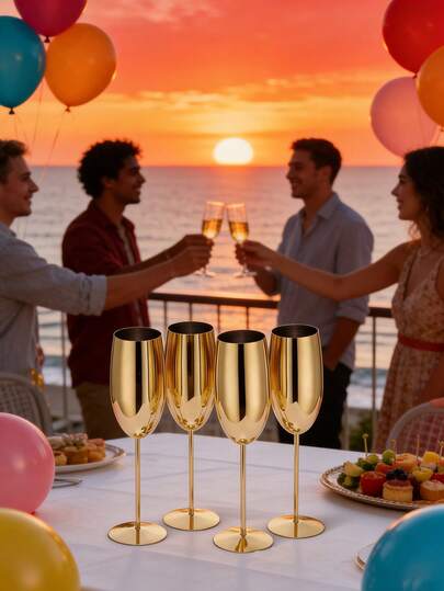 Stainless Steel Champagne & Wine Glasses, Creative Metal Cups For Bar, Restaurant, KTV