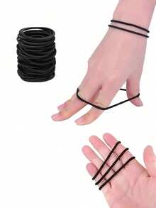 50pcs  High Elastic Hair Bands For Girls Hairband Rubber Band Ties Ponytail Holder Scrunchies Hair Accessories Girls Hair Accessories No Slipping - 黑色 - 查看 3