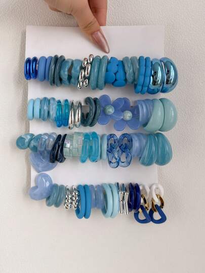 1-20 Pairs Random Heart & Flower Retro Vintage Y2K Geometric Exaggerated Fashion Earrings Set, Blind Box Combination, Suitable For Women, Graduation, Birthday, Party, Ramadan, Mother's Day, Valentine's Day, Christmas, New Year, Daily Wear