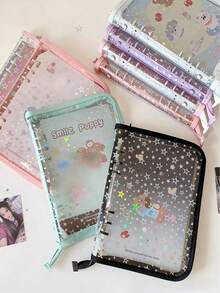 A5 Full Zip Budget Planner Wallet, PVC Clear Loose-Leaf Cover, 3" Photo/Card Holder Album - Multicolor - View 5
