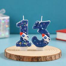 1 peça/2 peças Velas Numéricas Criativas de 0 a 9, Design de Laço Rosa e Foguete Espacial Azul Escuro, Adequado para Meninos e Meninas, Velas Decorativas para Bolos, Velas para Festas Temáticas, Ideal para Aniversários de Crianças, Aniversários e Chás de Bebê - Arco/Foguete - Visão 19