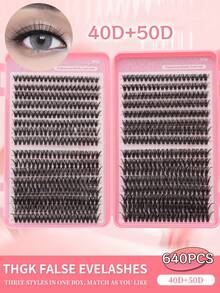 Bộ 640 sợi mi giả D Curl, độ dày 40D+50D, độ dài hỗn hợp 8-16mm, tự làm mi giả, vẻ ngoài tự nhiên, siêu dày, mềm mại và nhẹ, các sợi mi riêng lẻ có thể tái sử dụng, thân thiện với người mới bắt đầu, thích hợp cho sử dụng hàng ngày, đám cưới, hẹn hò, tiệc tùng, lễ hội âm nhạc và Halloween. - D - Xem 2