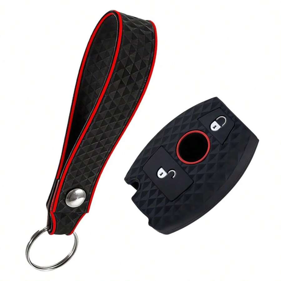 Keychain Silicone Car Remote Key Fob Case 2/3 Buttons Cover For CLS CLA GL R SLK AMG A B C S Protective Shell - black - View 1