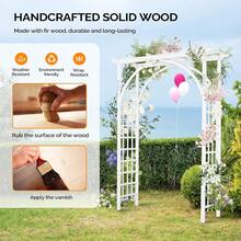 VINGLI 85in Wooden Arbor Garden Arch, Wedding Arch For Ceremony, Wood Trellis For Plant Climbing, Christmas Decor Pergola For Garden Backyard, Lawn (Brown) - White - 查看 4