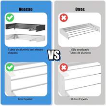 Tendedero de Ropa Plegable de Acero Inoxidable Ideal para Secado en Interiores y Exteriores,Tendedero Plegable de Acero Inoxidable para Colgar Ropa - A-Negro-100cm - Ver 4