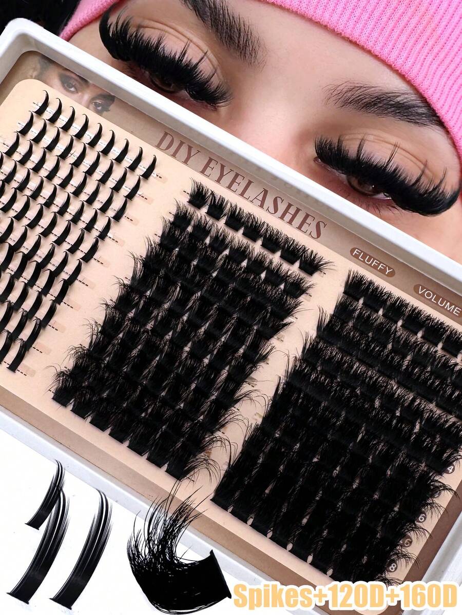300D/200D/160D/120D/100D/80D/60D 带尖刺的睫毛簇及下睫毛 190片/260片/240片/220片/290片 蓬松浓密 漫画自然尖刺簇状假睫毛 仙女簇状假睫毛 纤细漫画睫毛 D卷度 单根动漫貂毛假睫毛 嫁接 全包 DIY 在家