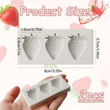 1个草莓形硅胶果冻模具 - 可重复使用，不粘，适用于自制甜点、果冻、布丁、巧克力和糖果制作 - 彩色 - 查看 2