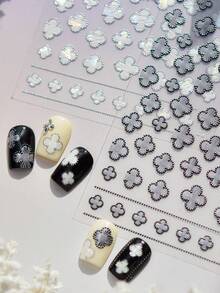 1pc Modern Minimalist Elegant Leaf Pattern Nail Art Stickers, 3D Spring Nail Decor Stickers - Multicolor - View 2