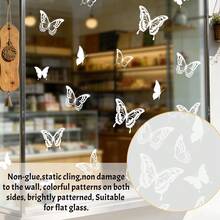 1/4pcs White Floral Butterfly Static Window Clings Removable Non Adhesive Glass Decals For Storefront Living Room Spring Home Decor Anti Collision Window Stickers - ملصقات نوافذ على شكل فراشات - مشاهدة 10