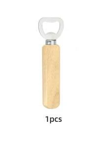 1pc Wooden Handle Stainless Steel Beer Bottle Opener, Bartender Style Engraved Bottle Opener, Suitable For Bar, Kitchen, Home And Restaurant - Beige - View 13